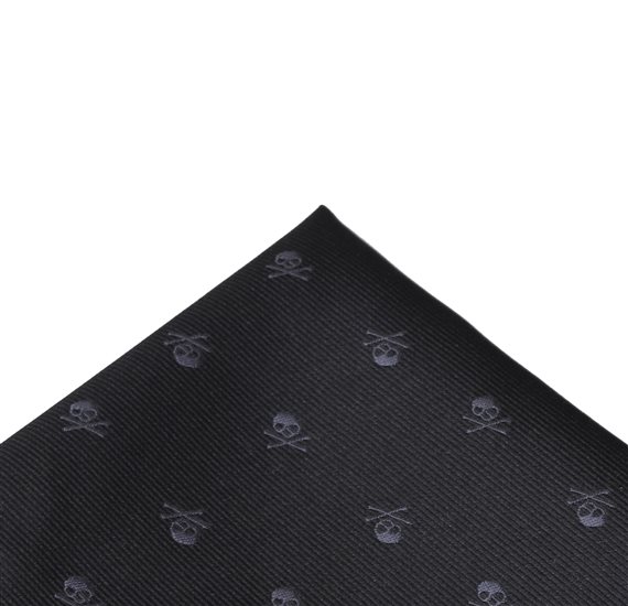 Fazzoletto da taschino nero con teschi grigi scuro