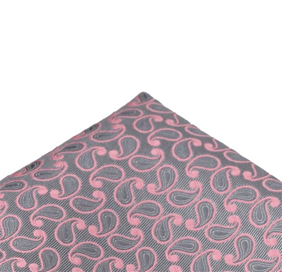 Fazzoletto da taschino Paisley Rosa e Grigio