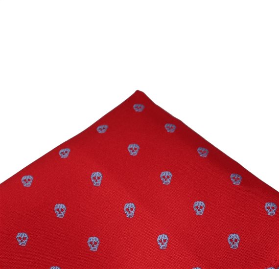 Fazzoletto da taschino rosso con teschi.