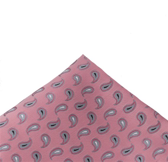 Fazzoletto da taschino Paisley Rosa Grigio
