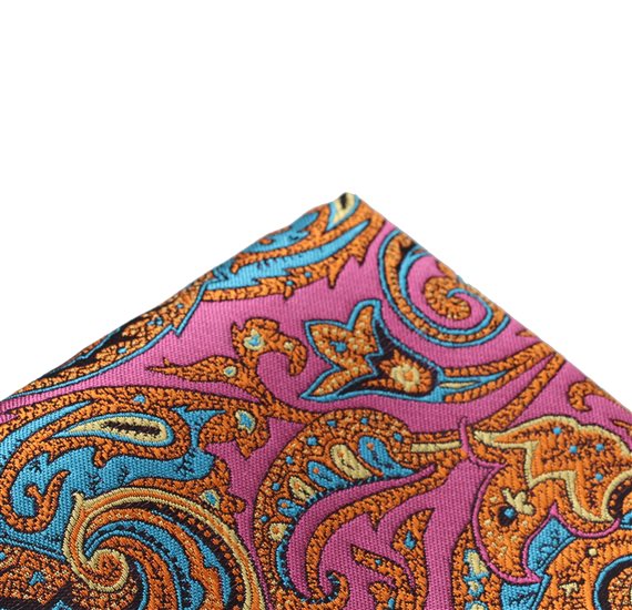 Fazzoletto da taschino Paisley Rosa Ocra