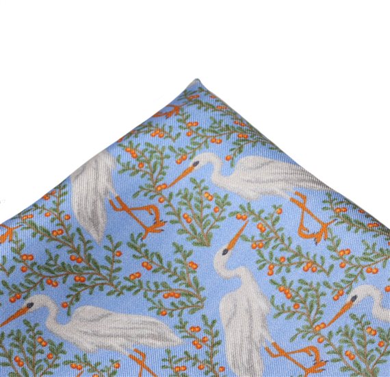Fazzoletto da Taschino in Seta Blu Cicogne