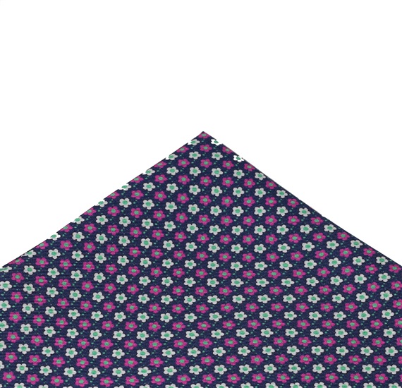 Fazzoletto Taschino in Seta Blu con Fiori