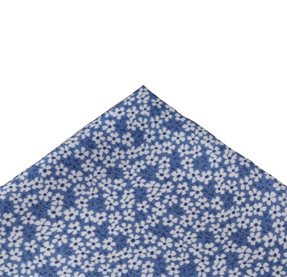 Fazzoletto Taschino in Seta Blu Fiori