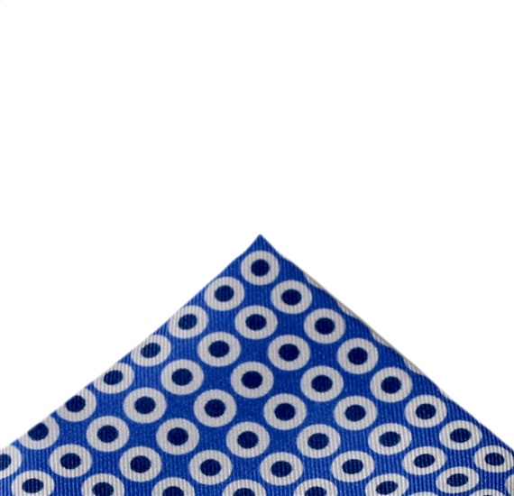 Fazzoletto da taschino in seta blu con pois blu