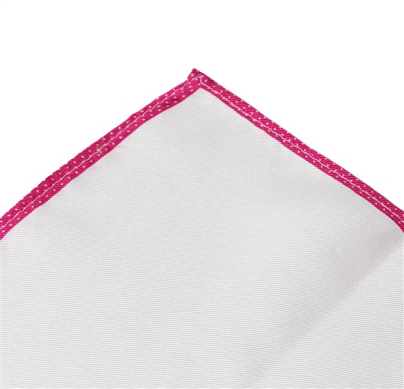 Fazzoletto da Taschino in Seta Bianco e Magenta a Pois