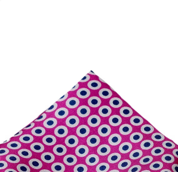 Fazzoletto da Taschino in Seta Fucsia a Pois Blu