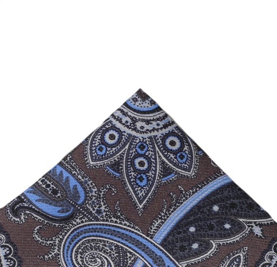 Fazzoletto da Taschino in Seta Marrone con Cashmere
