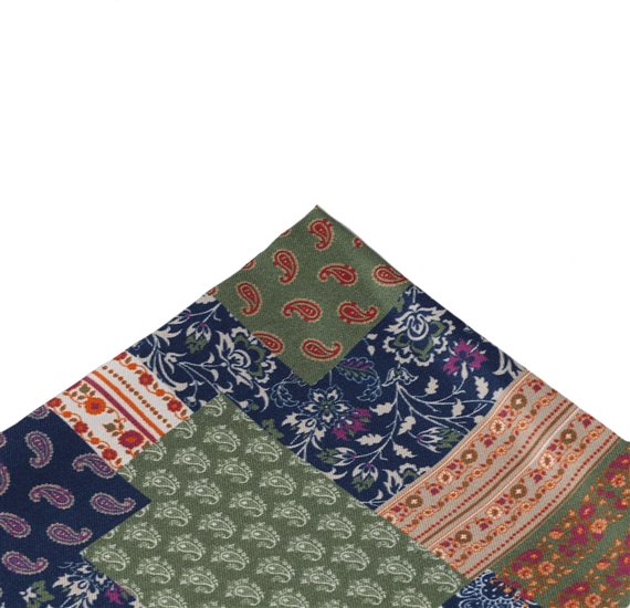 Fazzoletto da Taschino in Seta Paisley Verde