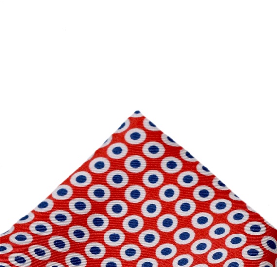 Fazzoletto da Taschino in Seta Rosso a Pois Blu