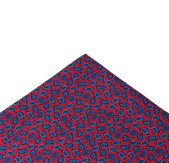 Fazzoletto da taschino in seta rosso Paisley