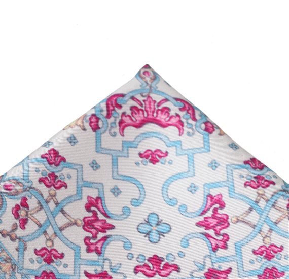 Fazzoletto da Taschino in Seta Rosa Stampato