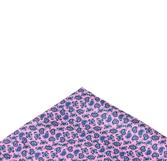 Fazzoletto da Taschino in Seta Rosa Paisley