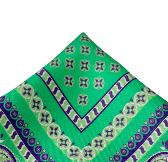 Fazzoletto da Taschino in Seta Verde Paisley Viola