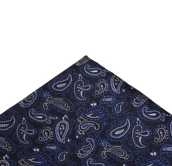 Fazzoletto da taschino Paisley blu scuro e blu pallido