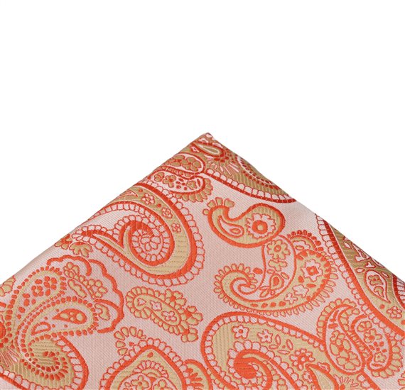 Fazzoletto da Taschino Arancione Paisley