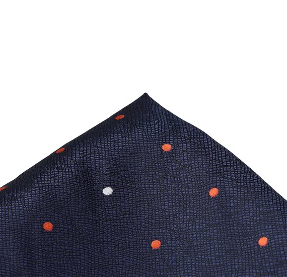 Fazzoletto da Taschino in Seta Blu Navy a Pois