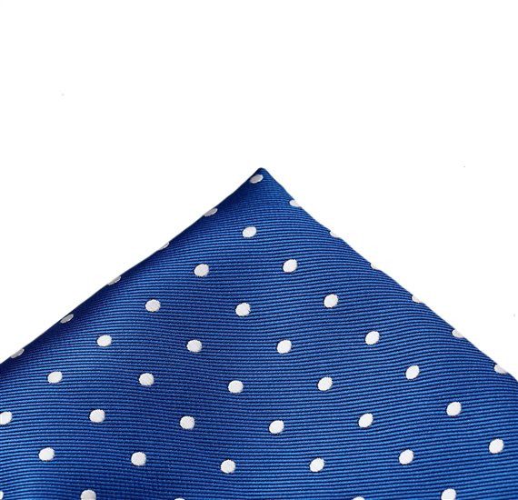 Fazzoletto da Taschino in Seta Blu a Pois