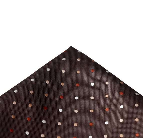 Fazzoletto da Taschino in Seta Marrone a Pois