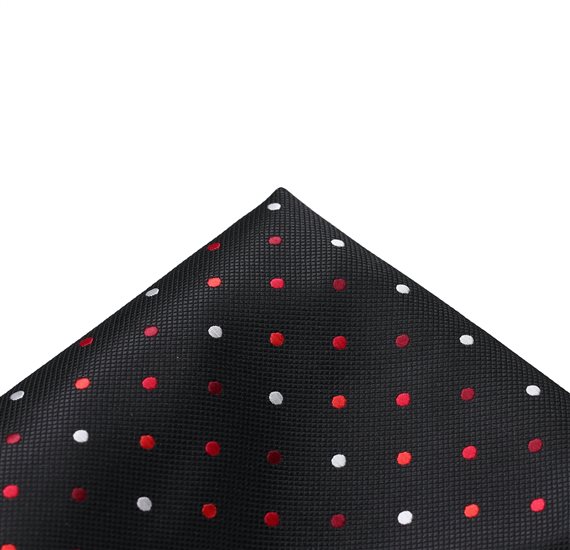 Fazzoletto da Taschino in Seta Nero a Pois