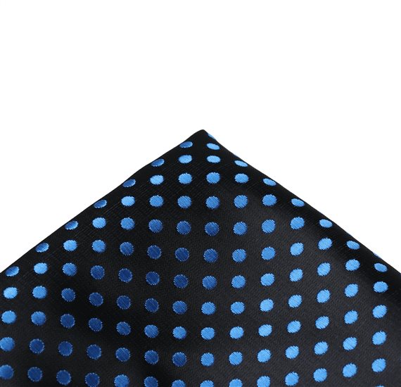 Fazzoletto da Taschino in Seta Nero a Pois Blu