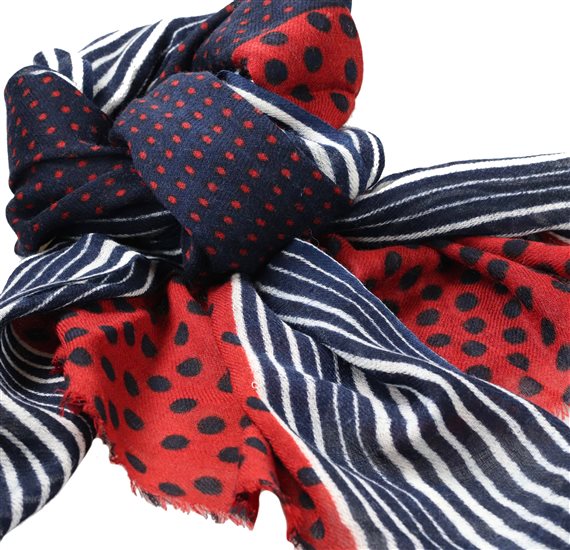 Pashmina a Pois Blu e Bordeaux