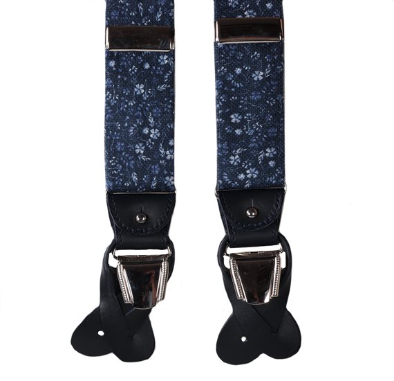Bretelle in Cotone Blu Navy Fiori