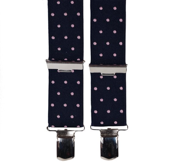 Bretella Elastica Blu Navy a Pois Rosa