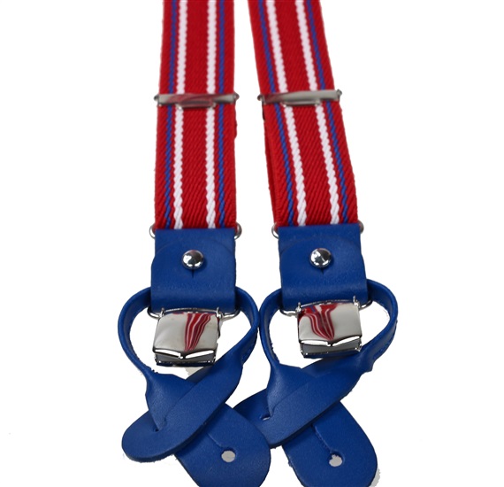 Bretella Elastica Stretta Pelle Rossa a Righe Bluastro