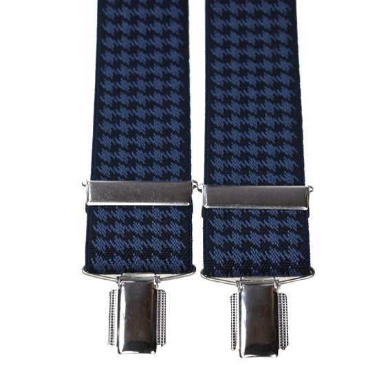 Bretella Elastica 'Pied de Poule' Blu Marino e Blu