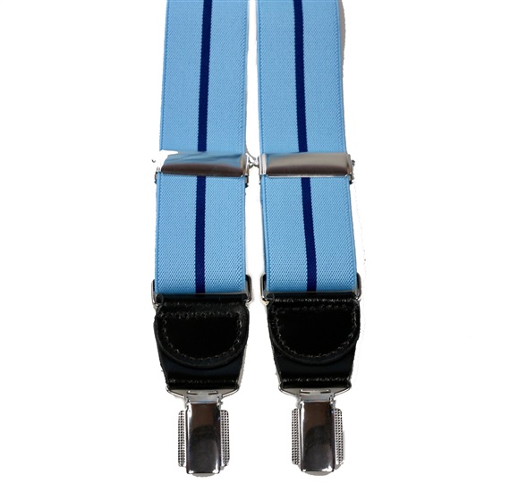 Bretella Elastica Pelle Blu Cielo a Righe Blu Navy