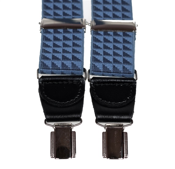 Bretella Elastica in Pelle Blu con Triangoli