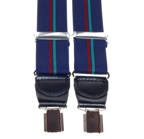 Bretella Elastica in Pelle Blu Navy a Righe