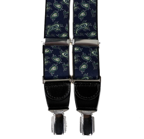 Bretella Elastica in Pelle di Cashmere Blu Scuro