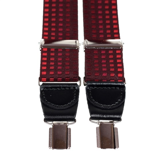 Bretelle Elastiche in Pelle Quadrati Granata