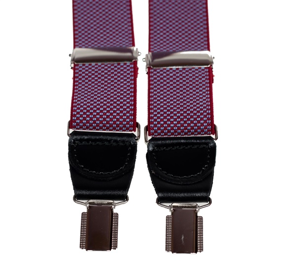 Bretella Elastica in Pelle Bordeaux con Puntini Blu