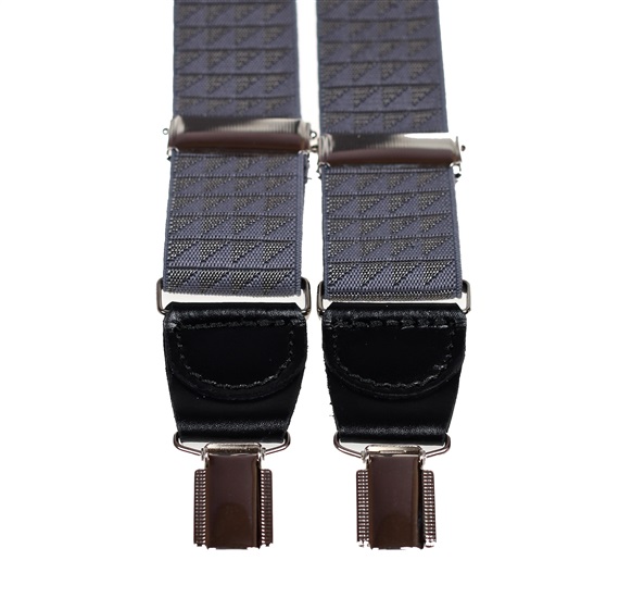 Bretella Elastica in Pelle Grigio Medio con Triangoli