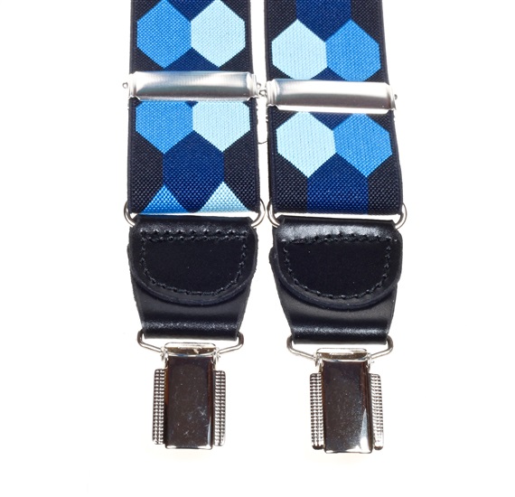 Bretella Elastica Pelle Esagoni Blu