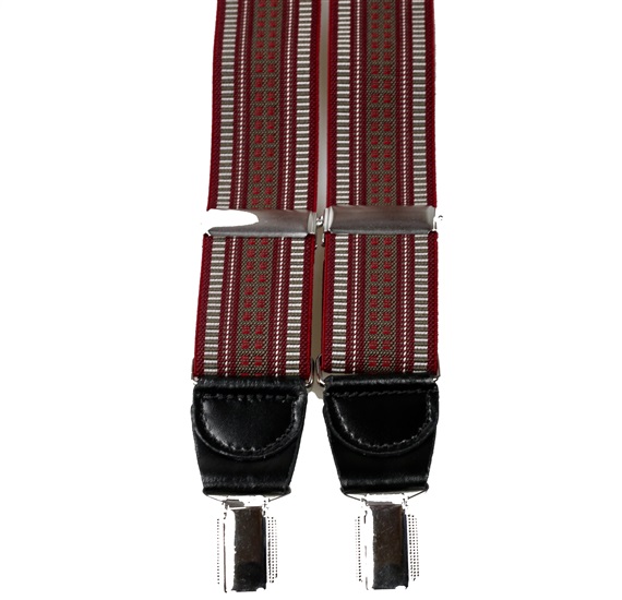 Bretella Elastica in Pelle Jacquard Bordeaux