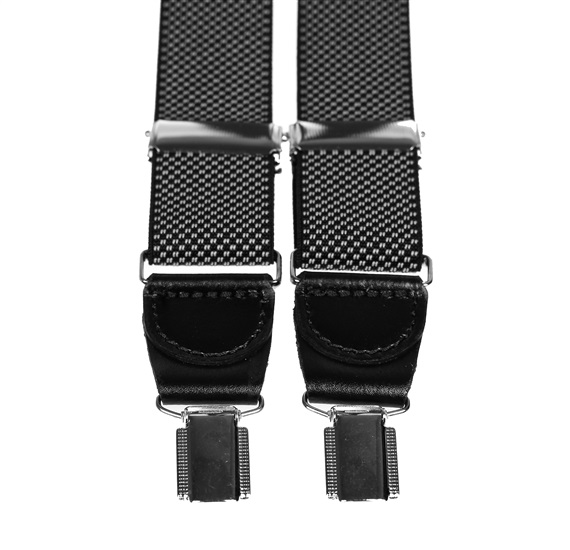 Bretella Elastica in Pelle Nera con Puntini Bianchi