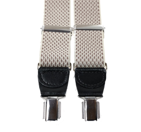 Bretella Elastica in Pelle a Rombi Beige Pietra
