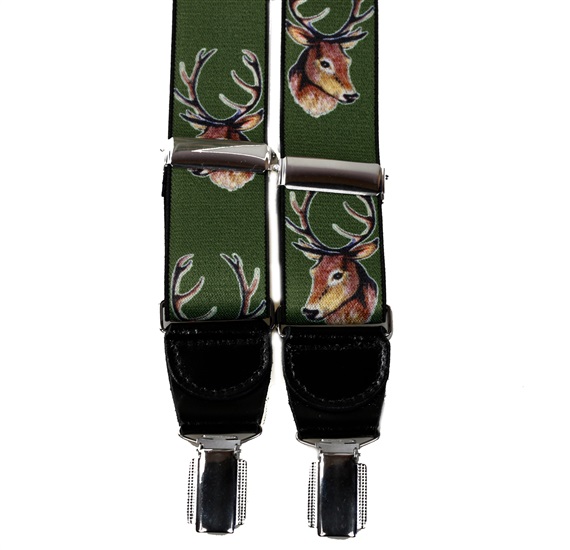 Bretella Elastica in Pelle Verde Cervo