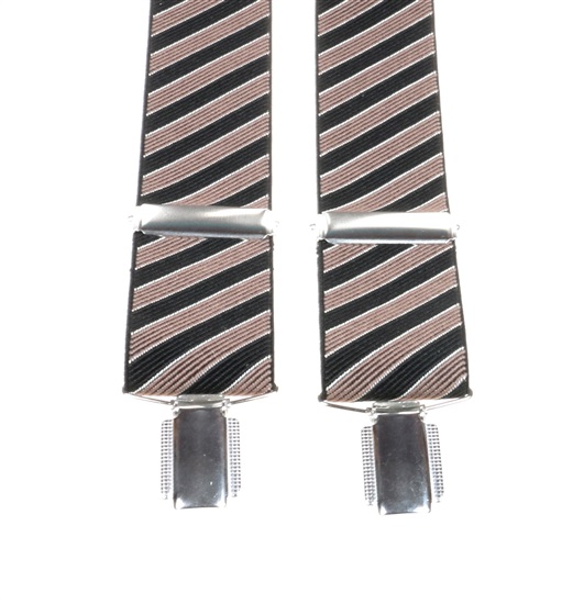 Bretelle Elastiche Righe Blu Scuro e Marrone