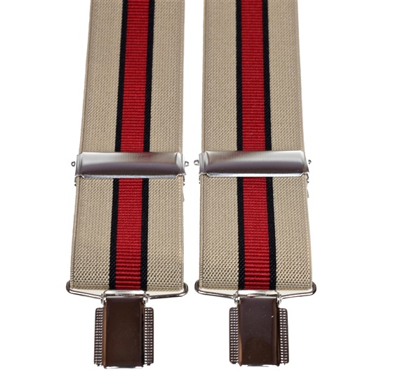 Bretella Elastica a Righe Beige e Granata