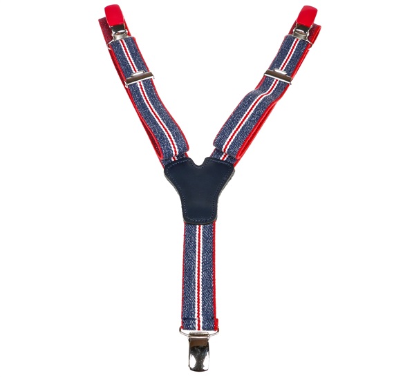 Bretella Bambino Blu Jeans con Righe Rosse