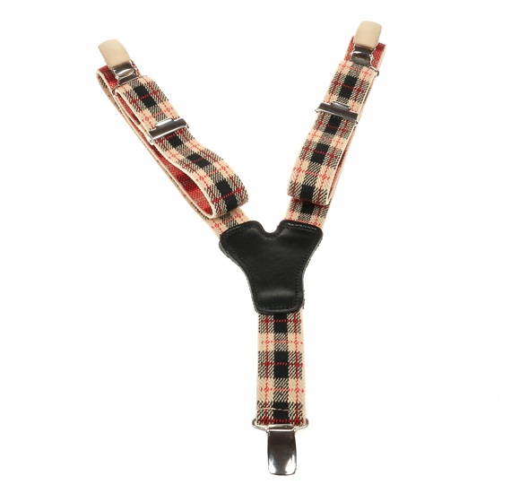 Bretella Bambino Beige Quadretti Scozzesi Neri