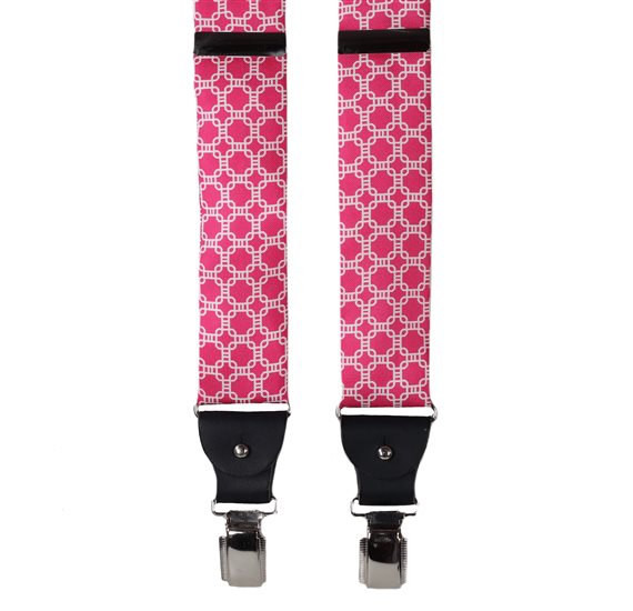 Bretella in Seta Fucsia con Maglie Bianche
