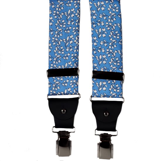 Bretella in Seta Naturale Blu Royal Floreale