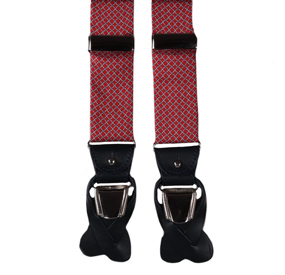 Bretella in Seta Rossa con Maglie Grigie