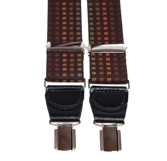 Bretelle XXL in Pelle a Quadretti Marroni Scuro